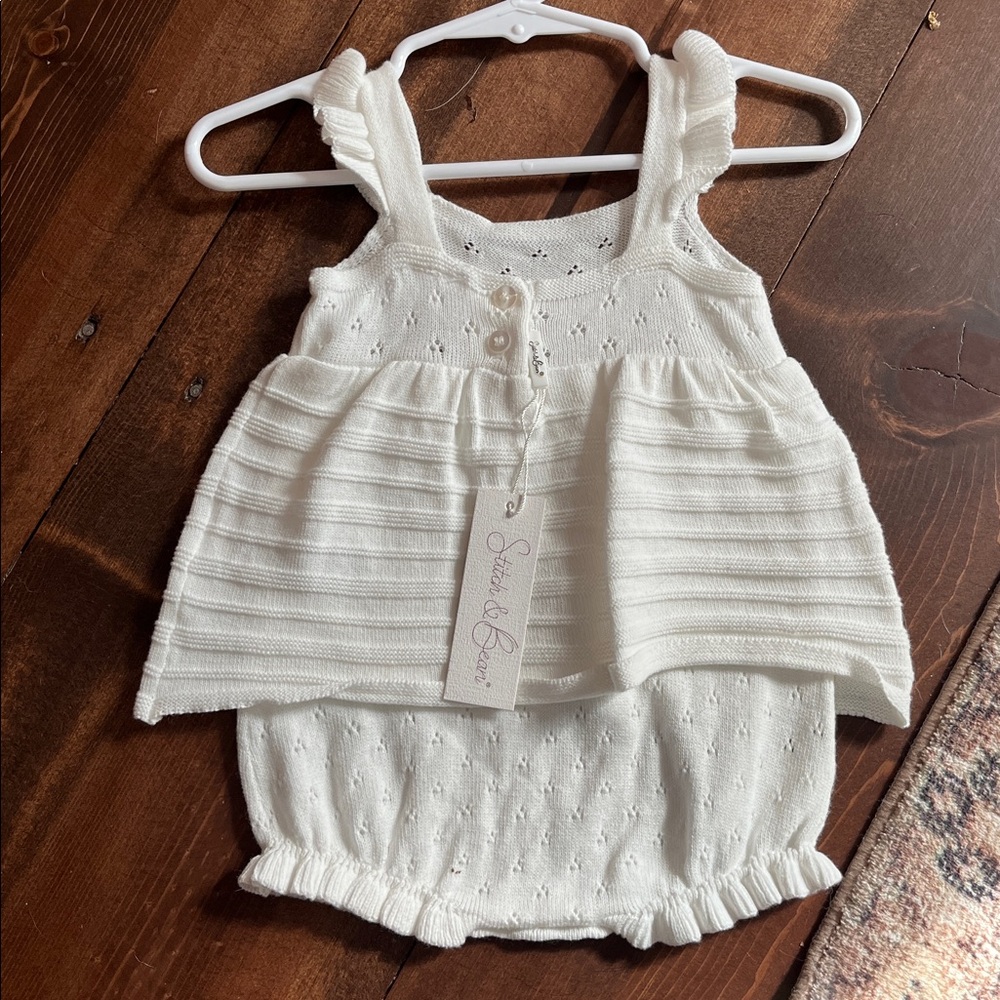 White Ruffled Baby Romper - Picture 4 of 4